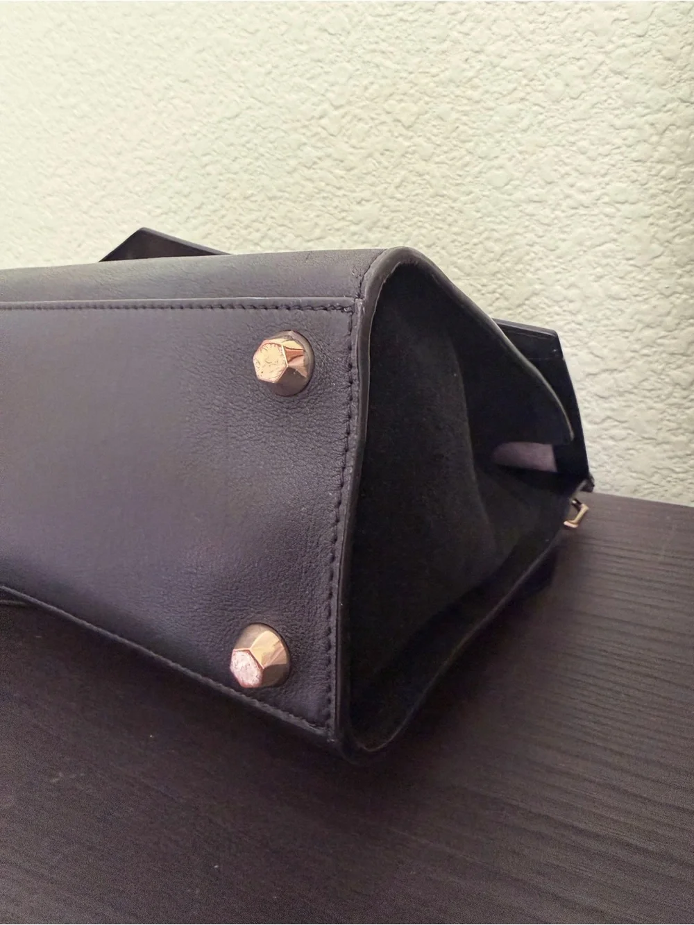 Welden Black Geometric Leather Satchel Crossbody Strap- Women Bags